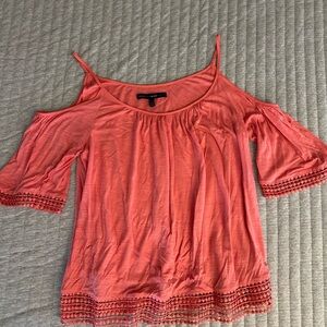 White House black market Women's Coral Cold Shoulder Top